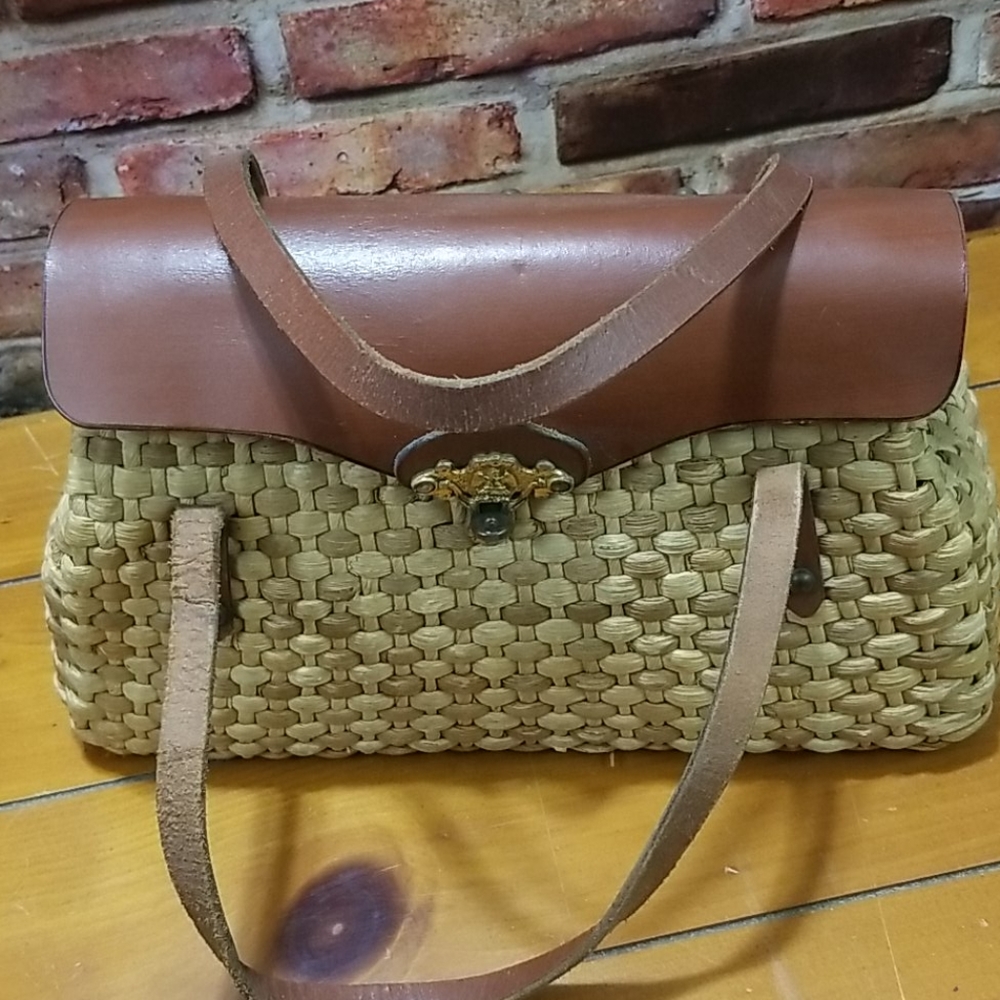 Burlington wicker & leather handbag